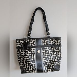 Coach Y2K Tote Bag Chelsea Heritage Signature Logo – Black, Cream, Grey